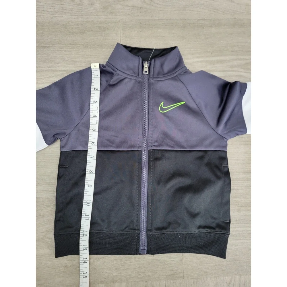 NWT Nike Track Jacket Baby Toddler 24M Black Gray White Full Zip Top Only